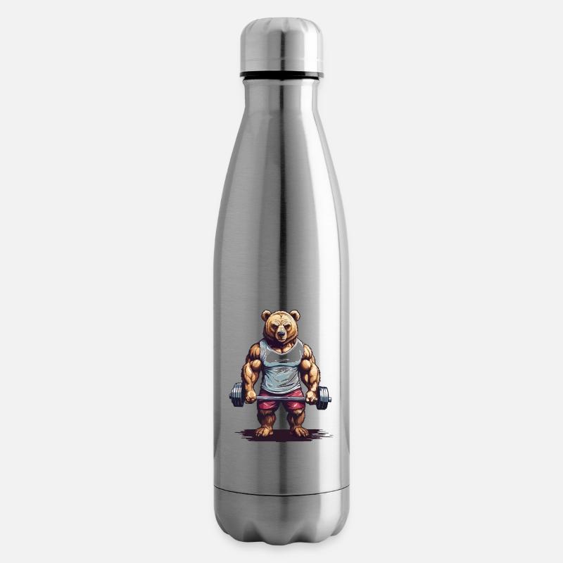 Power Bear Musculation Musculation Motivation - Bouteille isotherme - argent clair