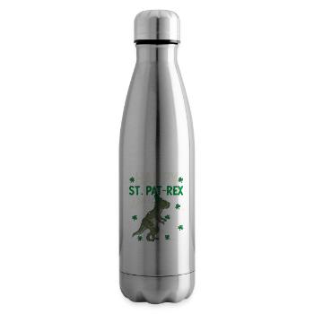Happy St.Pat-Rex Day Saint Patrick Dinosaur - Insulated Water Bottle - silver - Right