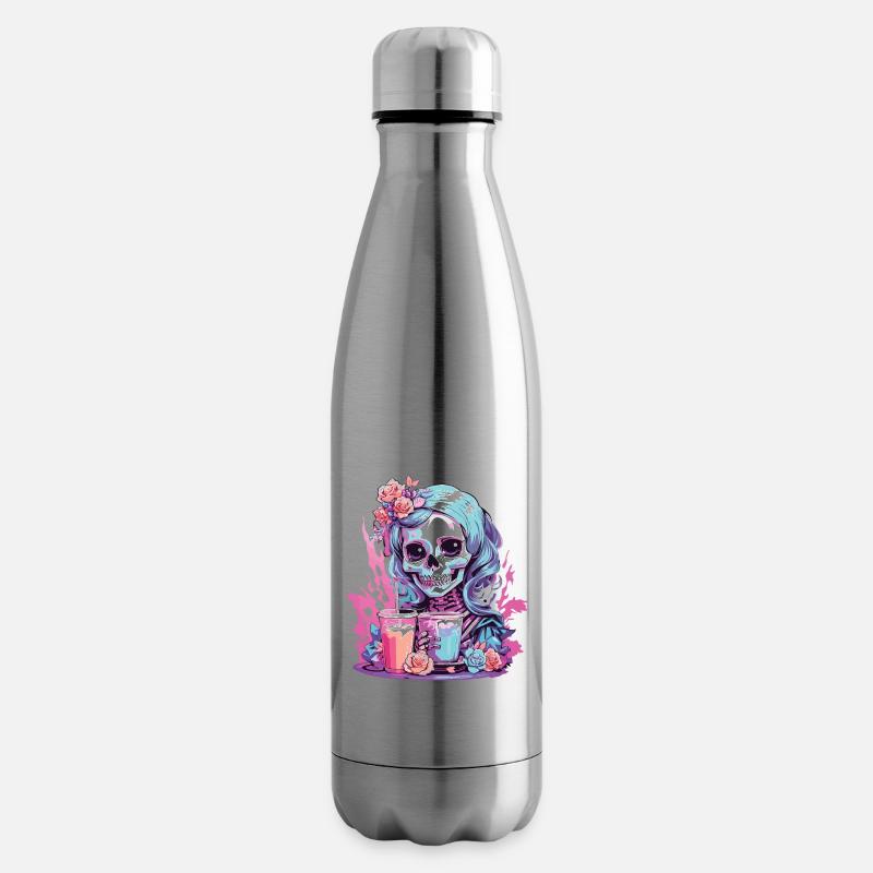 Kawaii Pastel Goth Skull Milkshake Design - Isolierflasche - Lightsilver