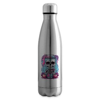Kawaii Goth Pastel Skelett Milkshake Design - Isolierflasche - Lightsilver - Rechts