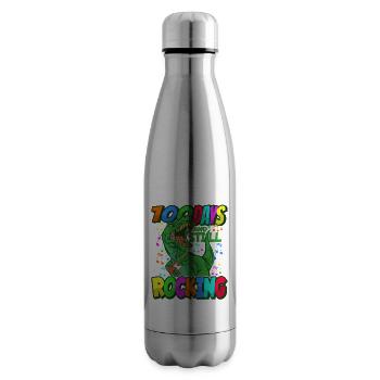 100th Day of School Dino Costume 100 Days of School - Insulated Water Bottle - silver - Right