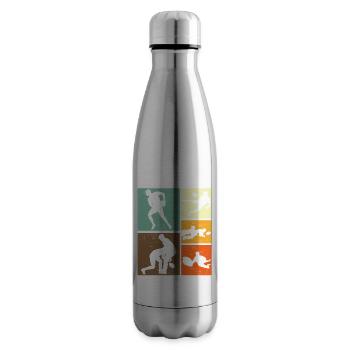 Retro Vintage Rugby Player Design - Insulated Water Bottle - silver - Right