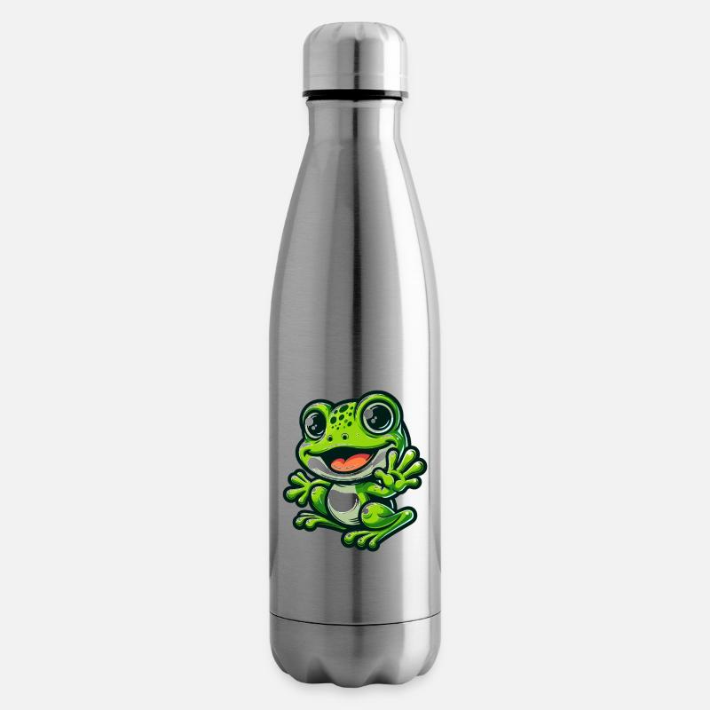 Grenouille Bande Dessinée Mignonne Grenouille - Bouteille isotherme - argent clair