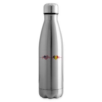 USA Belgium Heartbeat American Belgian - Insulated Water Bottle - silver - Right