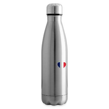 Cœur drapeau France - Bouteille isotherme - argent clair - Droite