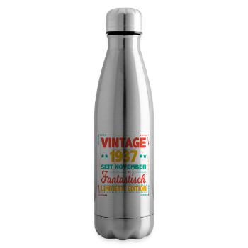 November 1937 Vintage Fantastic 86 Years Man - Insulated Water Bottle - silver - Right