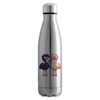 Autruche Couple Amour Couple Amoureux - Bouteille isotherme - argent clair - Droite
