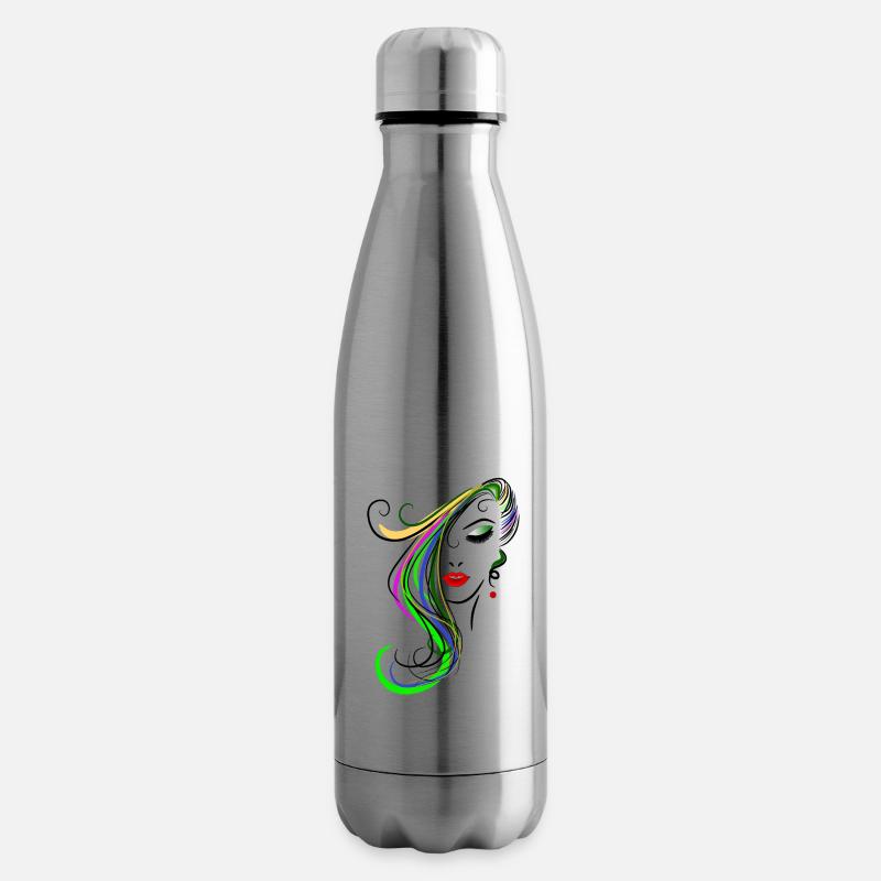 Frau mit buntem Haar - Isolierflasche - Lightsilver