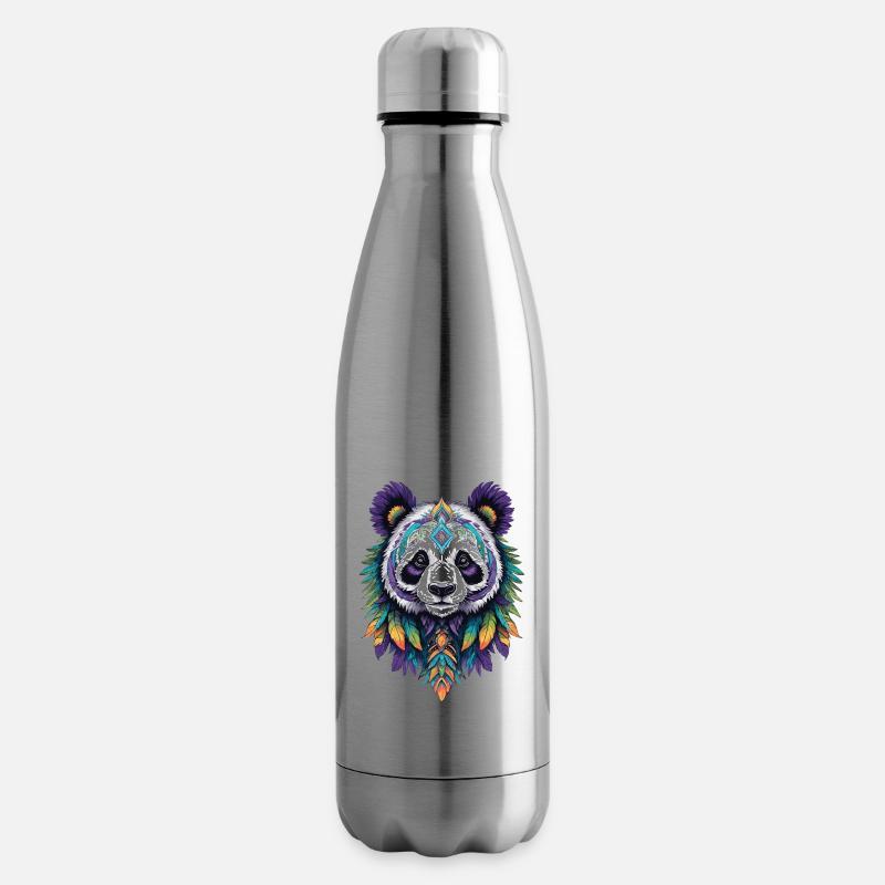 Pandabär Mandala Traumfänger Design - Isolierflasche - Lightsilver