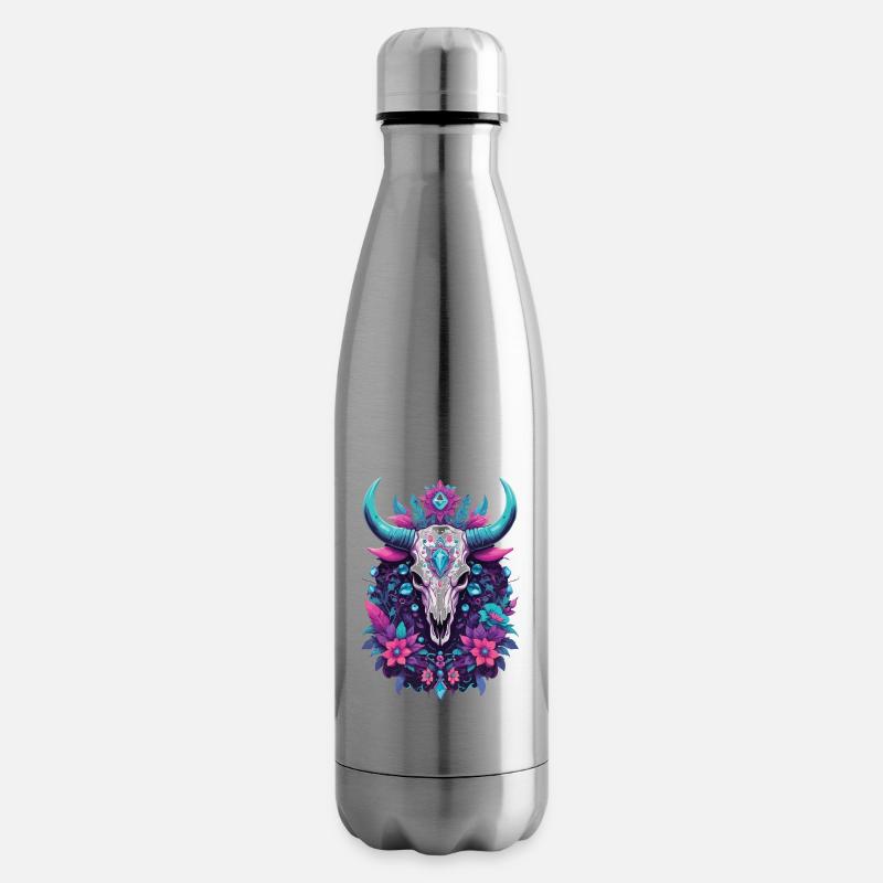 Skull Spirituelles Mandala Tier Traumfänger - Isolierflasche - Lightsilver