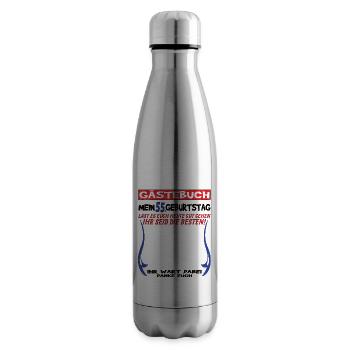 55th Birthday Man and Woman Guestbook - Insulated Water Bottle - silver - Right