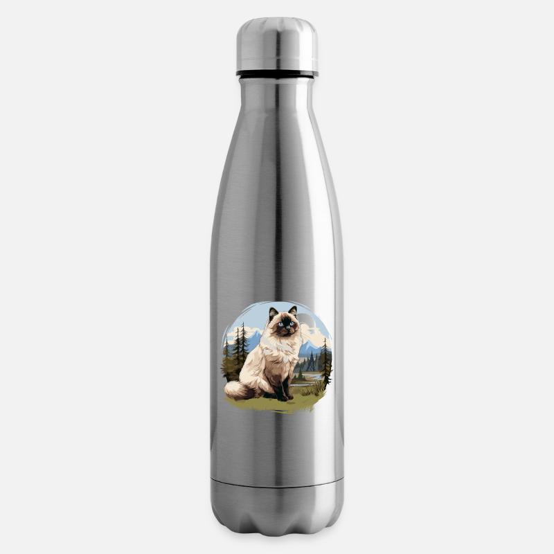 Birman Cat Birma Katze - Isolierflasche - Lightsilver