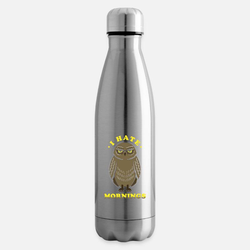 Ich Hasse Morgenmuffel Eule Motiv - Isolierflasche - Lightsilver