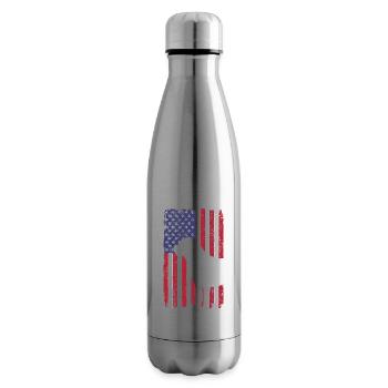 Labrador Retriever Dog with USA Flag - Insulated Water Bottle - silver - Right