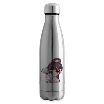 Anime girl with fan - Insulated Water Bottle - silver - Right
