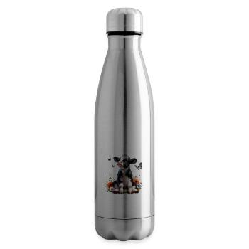Cow Saying Nope for Boys and Girls - Insulated Water Bottle - silver - Right