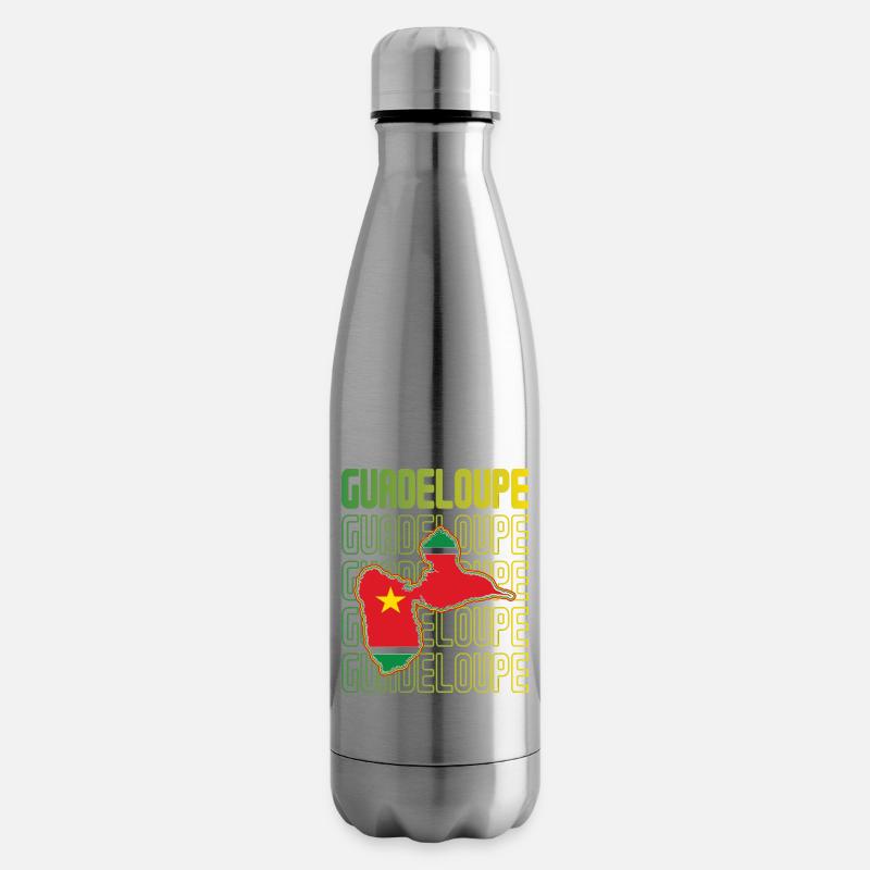 idee cadeau design drapeau de la guadeloupe - Bouteille isotherme - argent clair