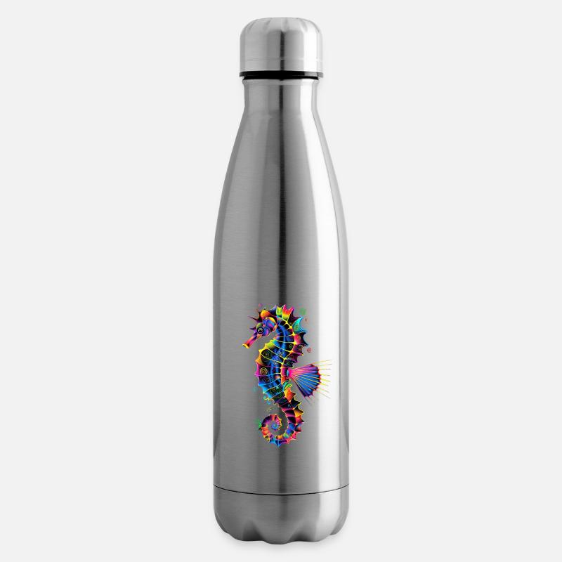 Seepferdchen Pop Art Bunt Aquarist Süßes Seepferd - Isolierflasche - Lightsilver
