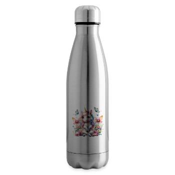 Licorne disant non Garçon et fille Créature mythique - Bouteille isotherme - argent clair - Droite