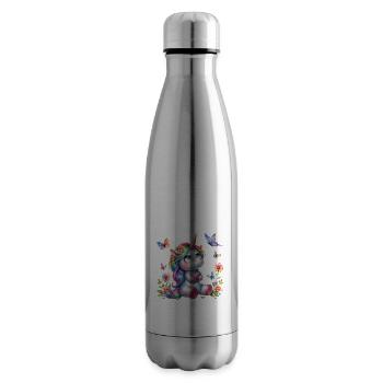 Licorne disant non Garçon et fille Créature mythique - Bouteille isotherme - argent clair - Droite