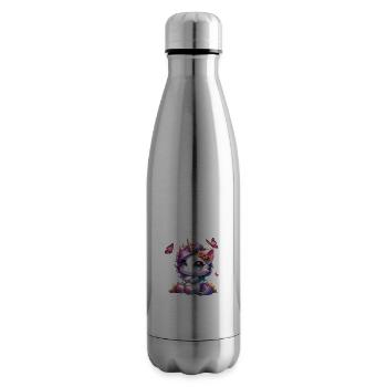 Licorne disant non Garçon et fille Créature mythique - Bouteille isotherme - argent clair - Droite