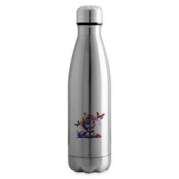 Licorne disant non Garçon et fille Créature mythique - Bouteille isotherme - argent clair - Droite