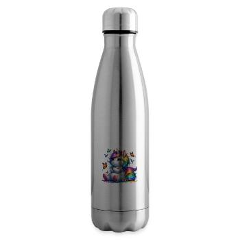 Licorne disant non Garçon et fille Créature mythique - Bouteille isotherme - argent clair - Droite