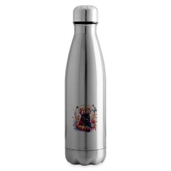Red Panda Funny Saying Nope Fire Fox - Insulated Water Bottle - silver - Right