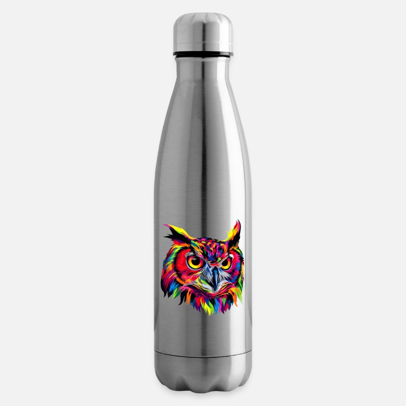 Eule Bunt Regenbogen Farben Pop Art Kauz Uhu Eulen - Isolierflasche - Lightsilver
