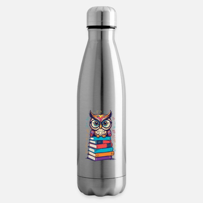 Bücher Eule Begeisterte Leseratte Niedlicher - Isolierflasche - Lightsilver