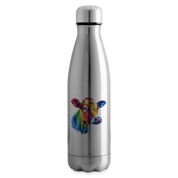 Colorful Cow Rainbow Artwork - Insulated Water Bottle - silver - Right
