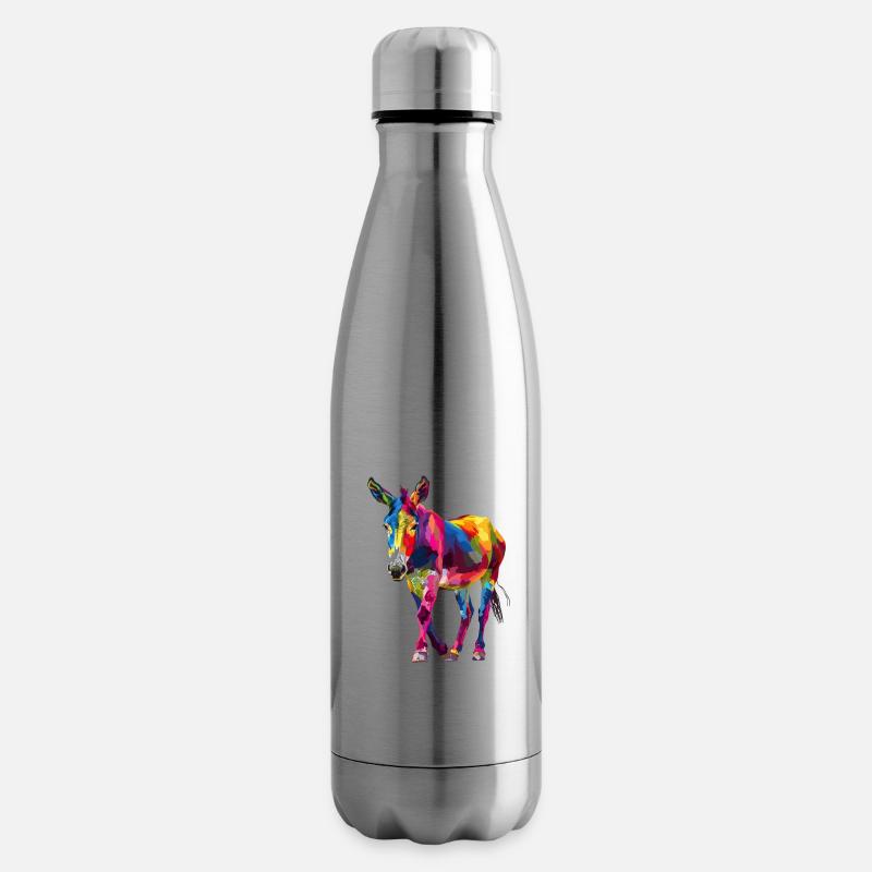 Bunter Esel Pop-Art Stil - Isolierflasche - Lightsilver