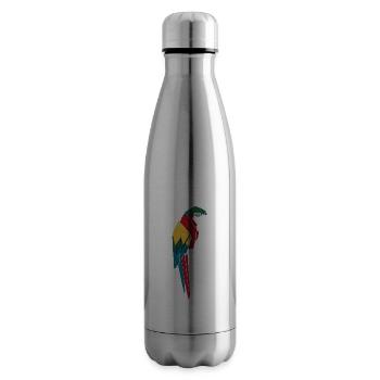 Origami Style Parrot Multicolored Geometric Artful - Insulated Water Bottle - silver - Right