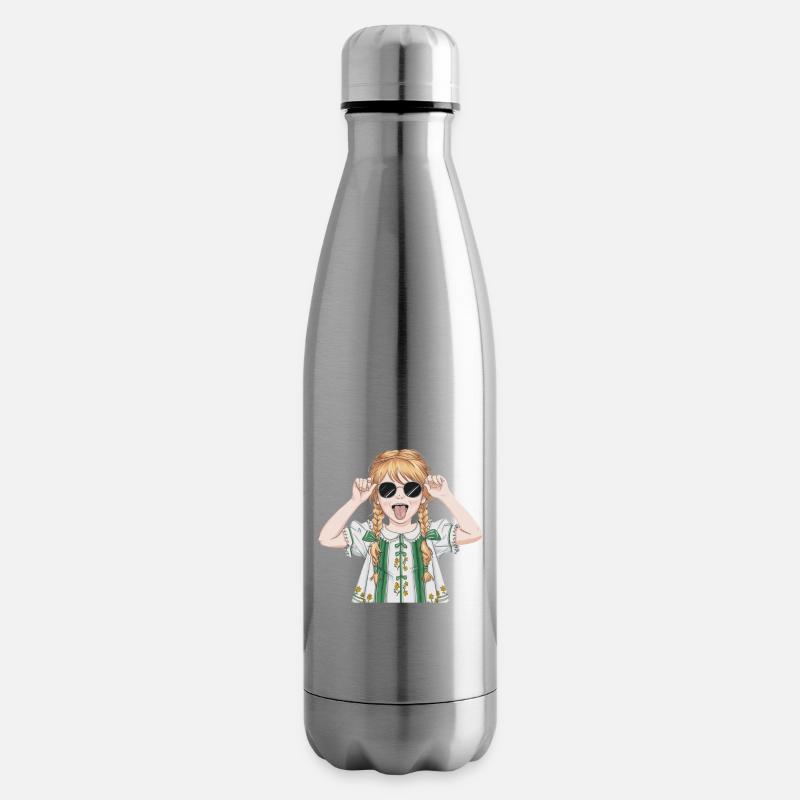 Mädchen Mit Sonnenbrille Und Zöpfen - Isolierflasche - Lightsilver