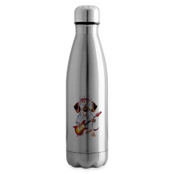 Teckel en costumes avec guitare - Bouteille isotherme - argent clair - Droite