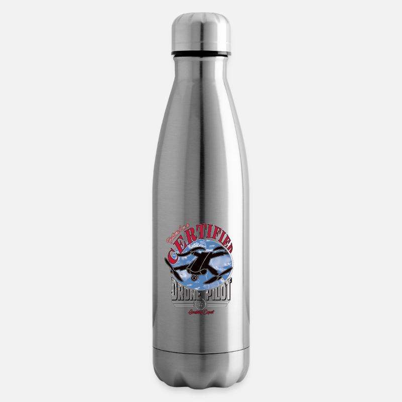 Certified Copter Drone Pilot Captain - Insulated Water Bottle - silver