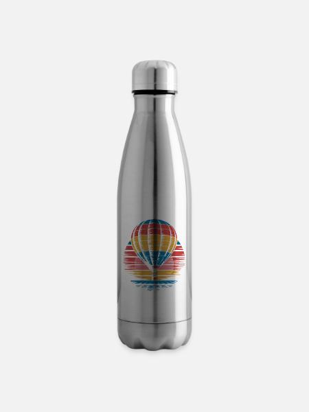 Heißluftballon Retro Sonnenuntergang Vintage - Isolierflasche - Lightsilver