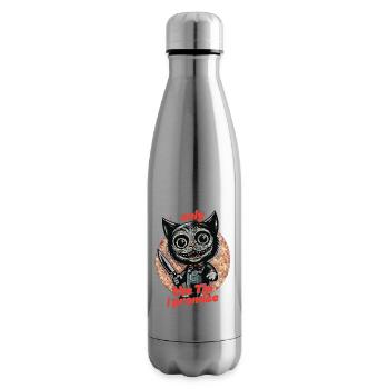 Drôle de chat ne disant que le pourboire Chat psycho - Bouteille isotherme - argent clair - Droite