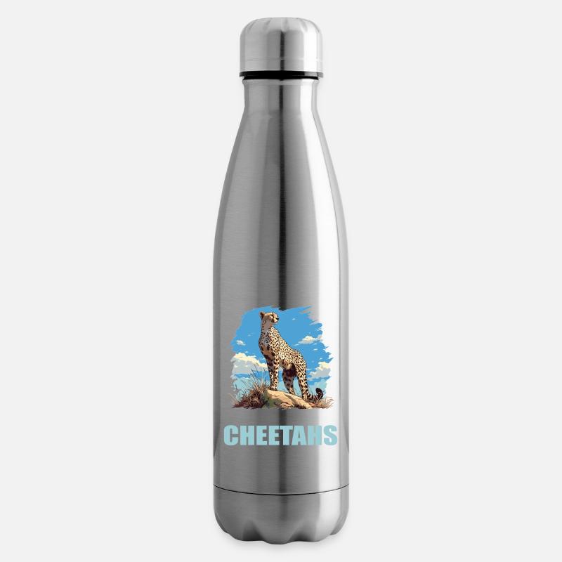 Cheetah Geparde Gepard - Isolierflasche - Lightsilver