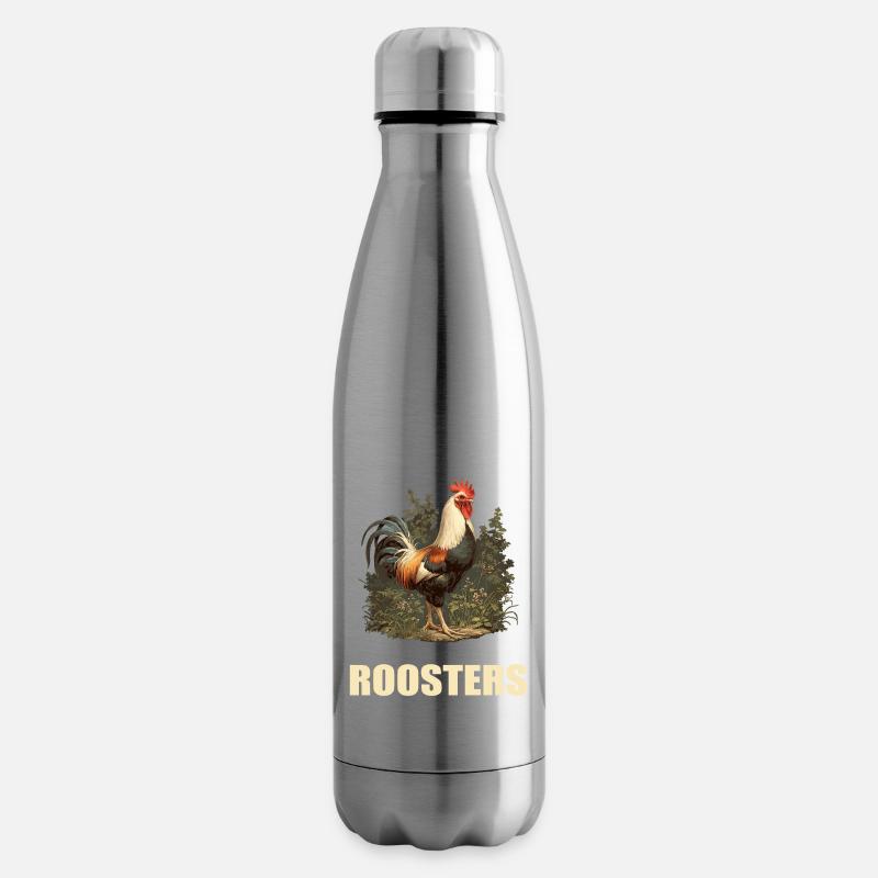 Rooster Hähne Hahn - Isolierflasche - Lightsilver
