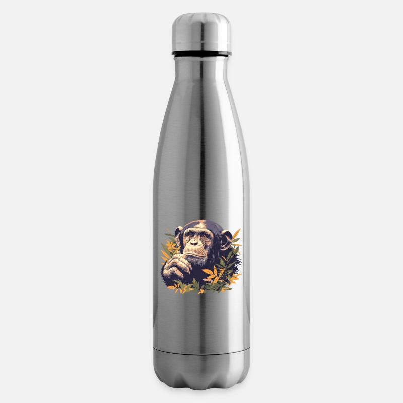 Chimpanzee Schimpansen Schimpanse - Isolierflasche - Lightsilver