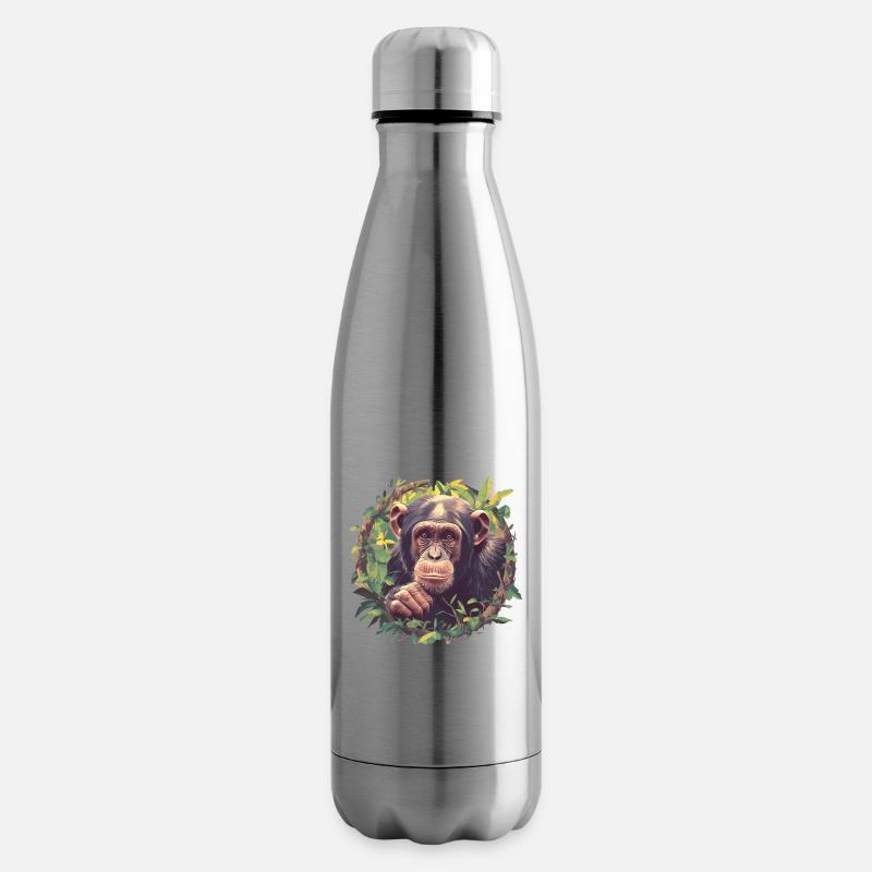 Chimpanzee Schimpansen Schimpanse - Isolierflasche - Lightsilver