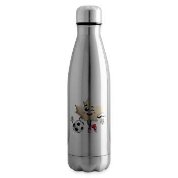 Mascotte de soccer de la feuille d’érable du Canada - Bouteille isotherme - argent clair - Droite