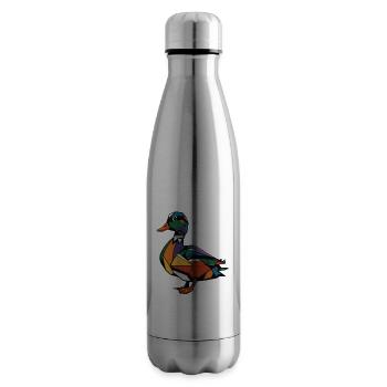 Canard graphique graphique coloré d’animal de ferme géométrique - Bouteille isotherme - argent clair - Droite