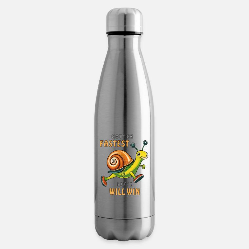 L’ESCARGOT N’EST PAS LE PLUS RAPIDE MAIS JE VAIS GAGNER - Bouteille isotherme - argent clair
