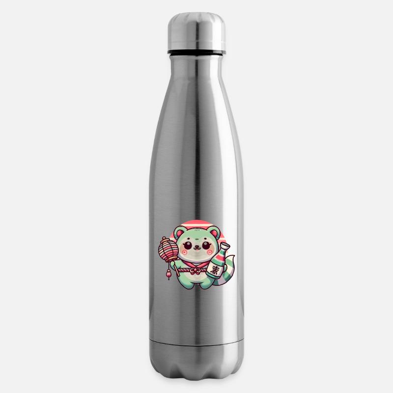 Skurriles Tanuki Laternendesign - Isolierflasche - Lightsilver