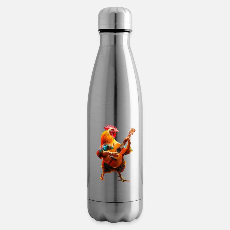 Rooster Ukulele - Insulated Water Bottle - silver