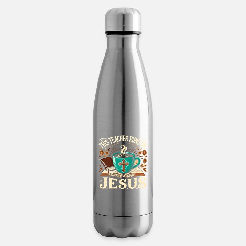 Dieser Lehrer lebt von Kaffee und Jesus - Isolierflasche - Lightsilver