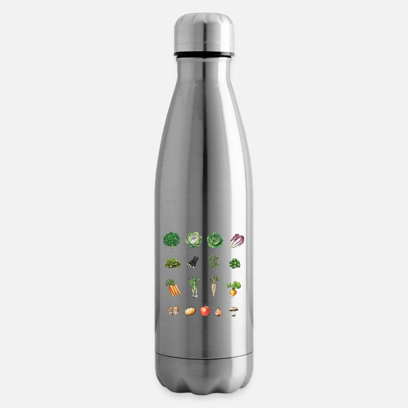 Januar Saisonales Gemüse und Obst Collage - Isolierflasche - Lightsilver