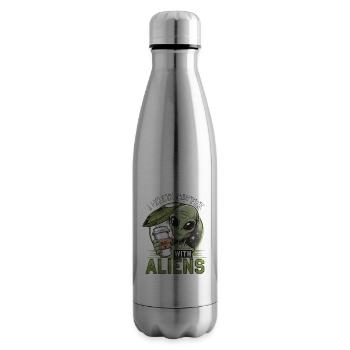 Witziges Ich trinke Kaffee mit Aliens - Isolierflasche - Lightsilver - Rechts